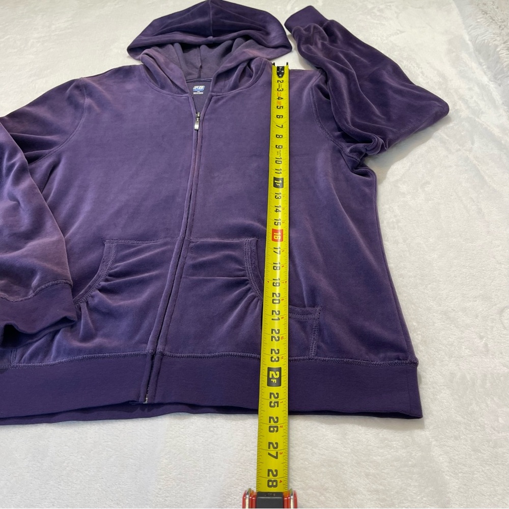 SJB ACTIVE WOMENS VELOUR ZIP UP SWEATSHIRT WITH HOOD  SIZE L. PURPLE - Picture 3 of 9